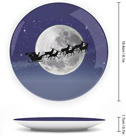 Божиќ Дедо Мраз Месечината Керамичка Коска Кина Декоративни Плочи Со Штанд Виси Орнаменти Вечера Плочи