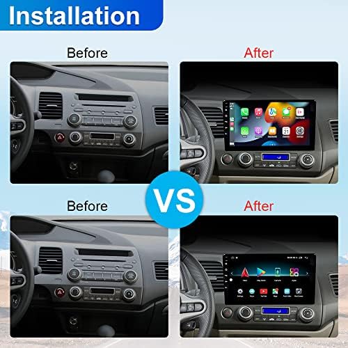Андроид Автомобил Стерео За Хонда Граѓански 2006-2011 Вграден Во CarPlay &засилувач; Андроид Авто, 32GB 10-Инчен QLED Екран На Допир
