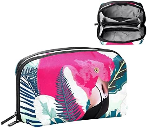 Организатор на електроника, Розова Фламинго Животински Тропски Лист Мала Торба За Носење Кабел За Патување, Компактна Технолошка