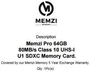 MEMZI PRO 64gb Класа 10 80MB/s Sdxc Мемориска Картичка За Никон Coolpix L840, L830, L820, L810, L620, L610, L340, L330, L320, L120,