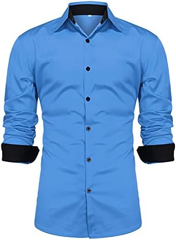 XXBR Бизнис Обични кошули за мажи, 2021 машка пад на јака, деловно деловно работење, лабава цврста боја кошула врвови на плажа Тропски Хаваи
