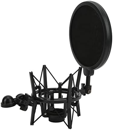 Професионално монтирање на шок на микрофон со анти-вибрации и филтер за кристално чиста снимка-идеално за алатки за снимање во студиото за