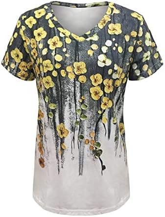 uikmnh женски цвеќиња летен маица краток ракав лабава маичка со врвови
