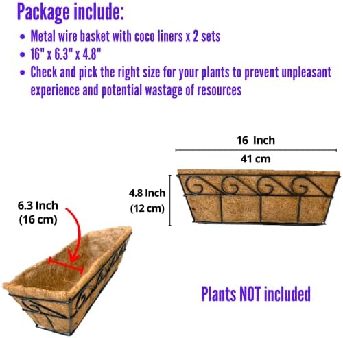 Maxonaид за висина на wallид за растителни растенија 16 ”wallидови што висат корпи со лагер за коко