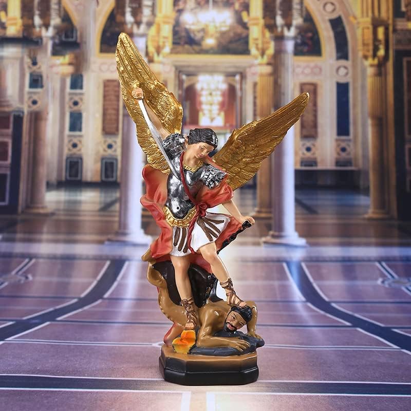 Статуата Мококо Свети Мајкл, фигура на статуа на Сан Мигел Аркангел, Свети Архангел Мајкл го победи Демон, Статуа на религиозен Свети