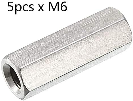 F-ber 5pcs M6 x 1-Pitch 30mm должина 304 не'рѓосувачки челик метрички хексадецимален орев за спојување