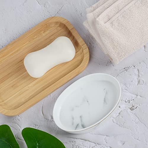 Сапун сапун, 2 пакувања со керамички сапуни за сапун за бар сапун, држач за мермер сапун за туш, држач за сапун сапун за бања, лесен за чистење