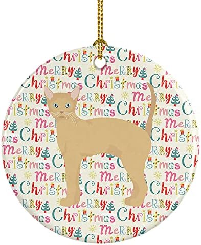 Богатства на Каролина WDK2550CO1 Германски рекс #2 мачки Божиќен керамички украс, украси за новогодишни елки, висечки украс за Божиќ, празник, забава, подарок,