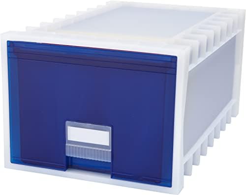 Storex 24-инчен кутија за складирање на архиви за датотеки за висина на буква, бела/сина боја