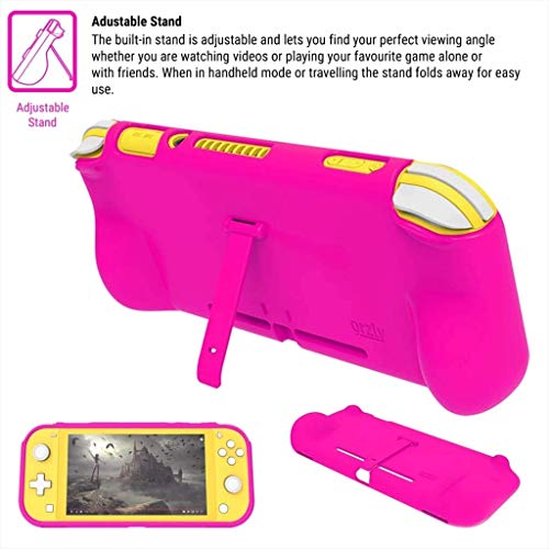 Орз -куќиште за зафат компатибилен за употреба со Nintendo Switch Lite - случај со удобни залепени раце, Kickstand и пакет на палецот - розова
