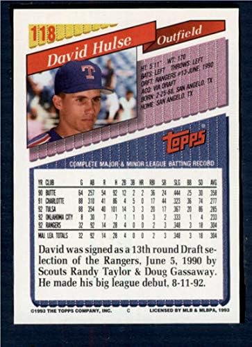 1993 Топс 118 Дејвид Хулс НМ-МТ РЦ РЕЦИЈА Тексас Ренџерс Бејзбол