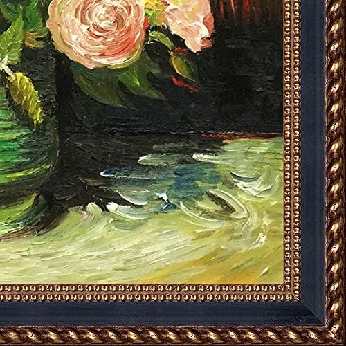 La Pastiche Bowl со Peonies и рози со верона црна и златна плетенка, 24,75 x 28,75