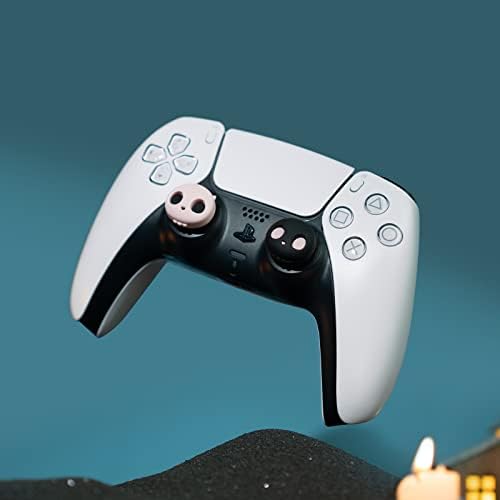 Geekshare симпатични капачиња за зафат на палецот за контролор на PlayStation 5, Thumbsticks Cover Set компатибилен со контролорот Switch Pro и PS4 PS5 контролер, 4PCS - Пинк череп