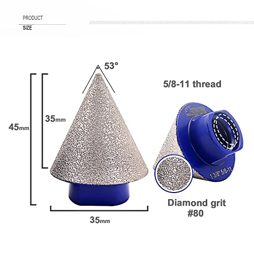 Shdiatool Diamond Dribe Core Core Bits Beveling Chamfer Bits за порцелански керамички плочки мермер 1-3/8 инчи за мелница за агол