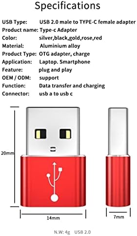 Адаптер за Fujifilm X-T3-USB-A до C Portchanger, USB Type-C OTG USB-A конвертирање на податоците за полнење за Fujifilm X-T3-Метално