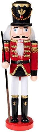 Умен креации Црвен палто 12 инчи Традиционален дрвен оревчекер, празничен Божиќен декор за полици и маси