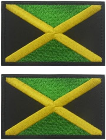2 парчиња знаме од Јамајка извезени закрпи за везена крпа за крпа за лепенка кука и јамка извезена лепенка
