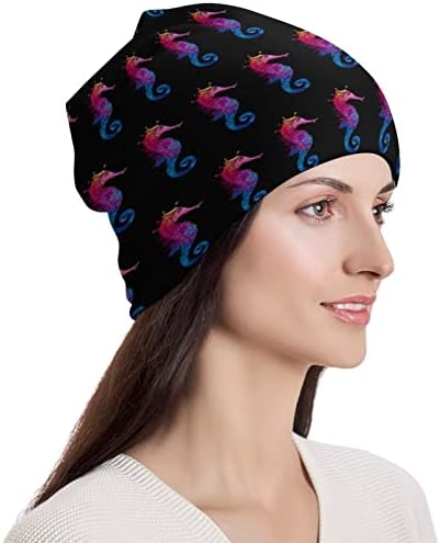 Виножито Seahorse Unisex Beanie Hat Топло череп капа за капа за спиење за спиење една големина