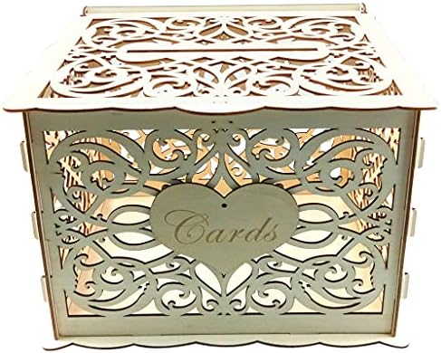 Кутија за свадбени картички Алников, кутија за пари со слот за заклучување, дрвени кутии за дрвени пари за свадба приемни годишнини за роденденска забава за забава