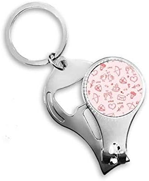 Розови црвени срца го сакаат Денот на вineубените, нокти прстен прстен клуч за шишиња со шише, клипер