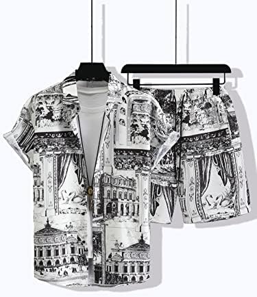 Oshho Облека со две парчиња за мажи мажи за случаен зграда и лебед за печатење и шорцеви за влечење без мета без мета