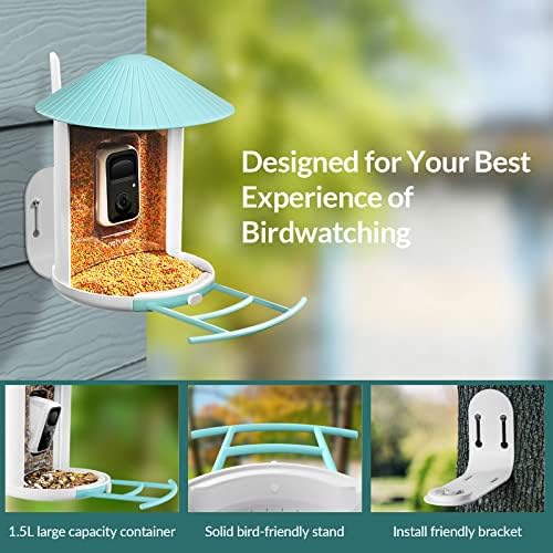 NetVue Birdfy Lite- Паметни фидер за птици со соларна панел, камера за гледање птици, откривање на движење и автоматско снимање