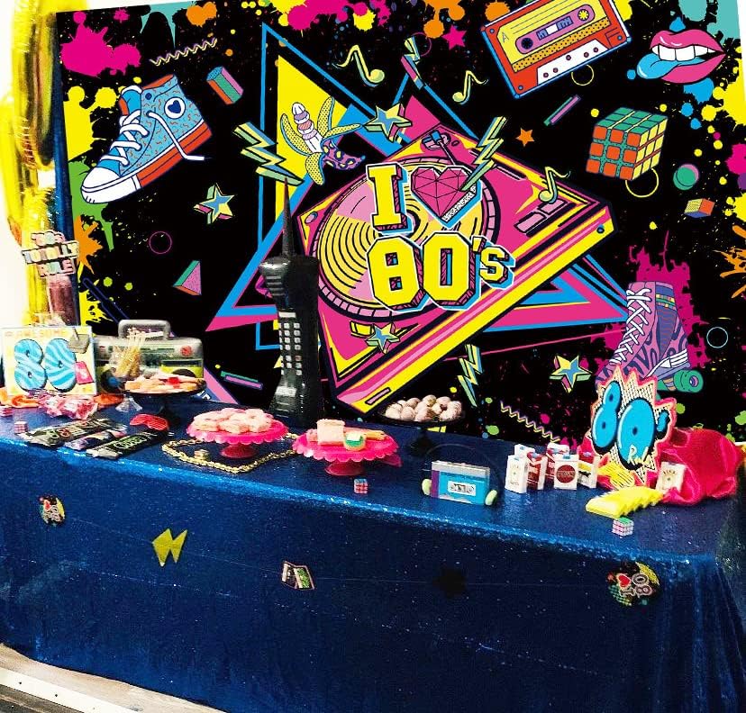 Binqoo назад на 80 -тите графити Сплитер за позадина l Love 80 -тите неонски сјај Ретро дискора Повторно рок музичка забава