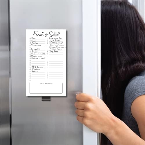 Список на намирници Evercio Food & Sh*t Магнетна белешка за фрижидер | За списоци за купување забавно меморандумно подлога за фрижидер | Смешен