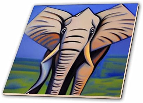 3дроза Кул смешни Слатки Уметнички Африкански Слон Пикасо Стил Кубизам Уметност Природа-Плочки