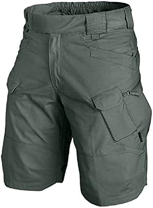 Венкомг1 машки шорцеви, 11 инчи водоотпорни на отворено пешачење риболов мулти-џебови рипстоп еластична работна облека за половината