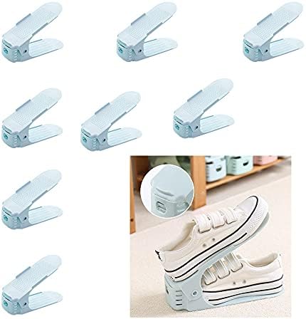 8 парчиња решетки за складирање на чевли, прилагодлива, решетка за чевли за складирање со двослој, се користи за организирање на гардероби