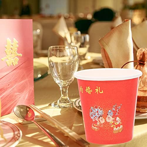 Aboofan 100 парчиња чаши за хартија кинески стил чаша за пиење свадба пијалоци Тумови традиционални xi сок коктел чаши за еднократна