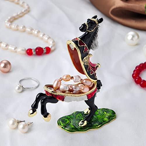 FJ fengzhijie коњски фигурин декор циркус нацрт -коњски ситници кутија за накит, шаркиран златен кристален емајлиран животински фестивал