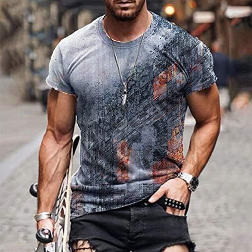 УБСТ Менс војник со кратки ракави маици летна улица 3Д графички печати маица екипаж на вратот атлетски мускулен мускул лежечки