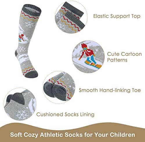 Зандо деца атлетски скијачки чорапи унисекс момчиња девојчиња зимски топли чорапи за мали деца слатки чизми за чизми на отворено сноуборд чорапи