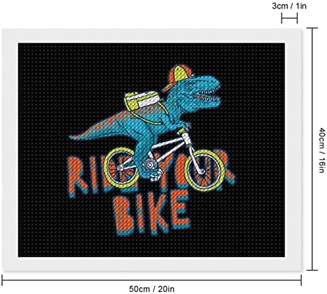 Диносаурус и велосипед Дијамантски комплети за сликање 5D DIY целосна вежба Rhinestone Arts Wall Decor за возрасни 16 x20