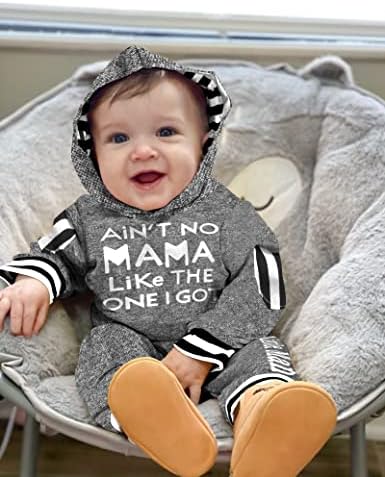 Fommy новороденче бебе момче облечена карирана буква печати со долги ракави дуксери + долги панталони 2 парчиња есенски зимски облеки
