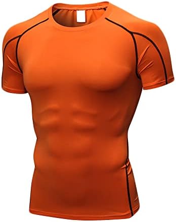 Машки кошули за компресија на AIRGFM Атлетски краток ракав Брз сув базен слој тренинг што работи со маица спортски активни вградени врвови
