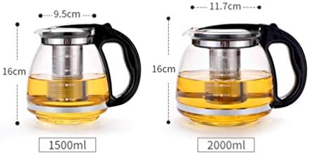 Чајлок чај котел 2000ml стаклена чајник чајник за производство на чај, чај од не'рѓосувачки челик чај чај сад, погоден за подготовка