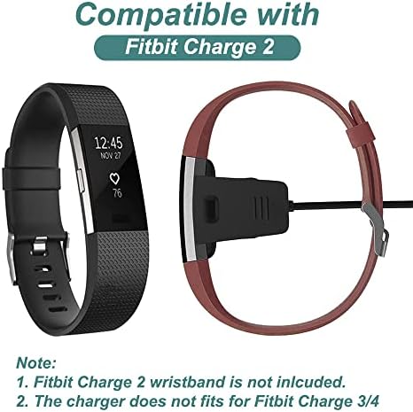 Kissmart компатибилен со Charger Fitbit Charge 2, кабел за кабел за полнење за замена за Fitbit Charge 2 Паметна лента за рачен зглоб