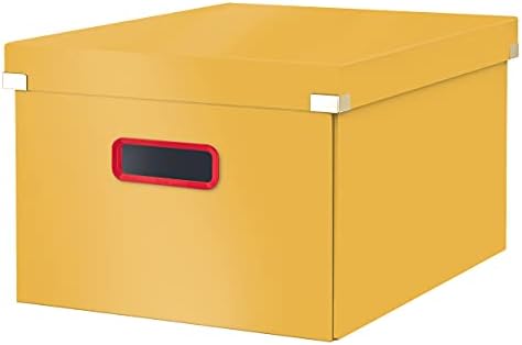 Leitz Кликнете и чувајте го кутијата за средно складирање, преклопна A4 File Box со капакот, премиум силен контејнер за картон за дополнување