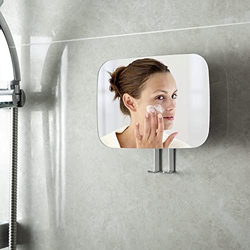 Огледало за туширање За бричење, Огледало За Шминка Поставено На Ѕид,Прилагодливо Аголно Огледало За Бања со Држачи За Жилети
