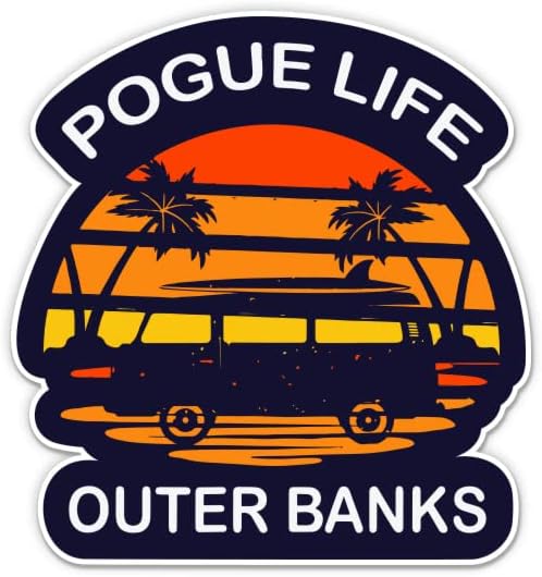 Налепници за надворешни банки на Pogue Life - 2 пакувања од 3 налепници - водоотпорен винил за автомобил, телефон, шише со вода,