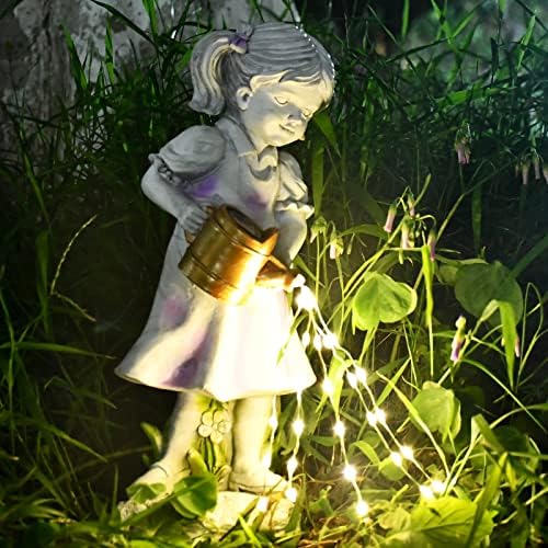 Fuyakeji Solar Watering Fairy Garden Statues Outdood водоотпорен декор, ангелски фигурини за двор, внатрешен двор, тревник, балкон, подарок