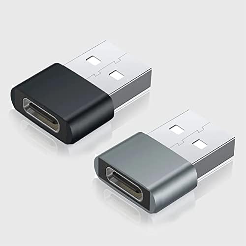 USB-C женски до USB машки брз адаптер компатибилен со вашиот LG Q7+ за полнач, синхронизација, OTG уреди како тастатура, глушец,