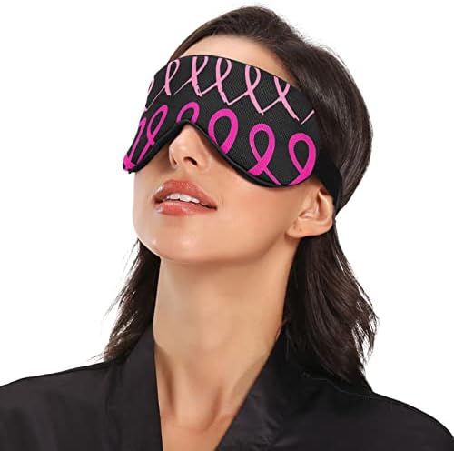 Унисекс спиење маска за очи, рак на дојка-розова ноќ, маска за спиење, удобно покритие за сенка на очите