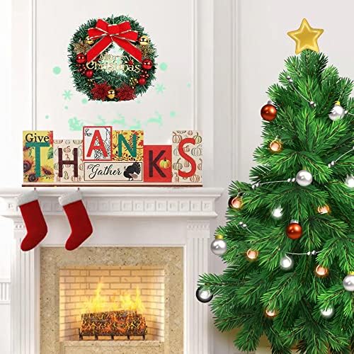 Денот на благодарноста/Божиќните украси Дрвени знаци, двострани празнични дрвени знаци, Денот на благодарноста и Божиќниот декор Тема фарма