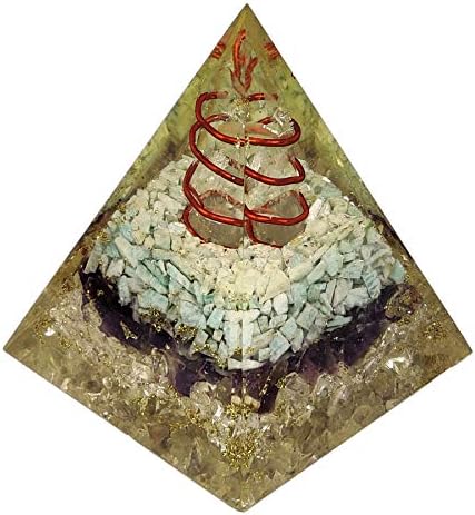 Orgonite Shop Nubian Pyramid, Amethyst, Crystal Quartz, златна фолија, златна фолија оргона пирамида за заштита на EMF | Лековити кристали | Медитација пирамида | Пирамида хартија за тежина | Ф