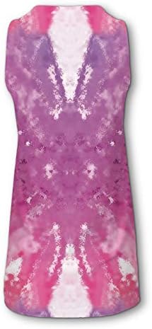 Bmisegm женски цветни печати туничен фустан со тркалезен резервоар за влага на вратот, фустан, мини фустан резервоар директно летен фустан без