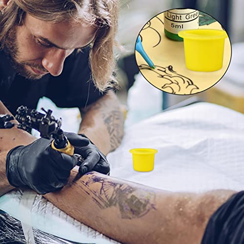 Жолти Пластични Пигментни Капачиња За Мастило За Еднократна Употреба, Мали Средни Големи Опционални Додатоци За Тетоважа